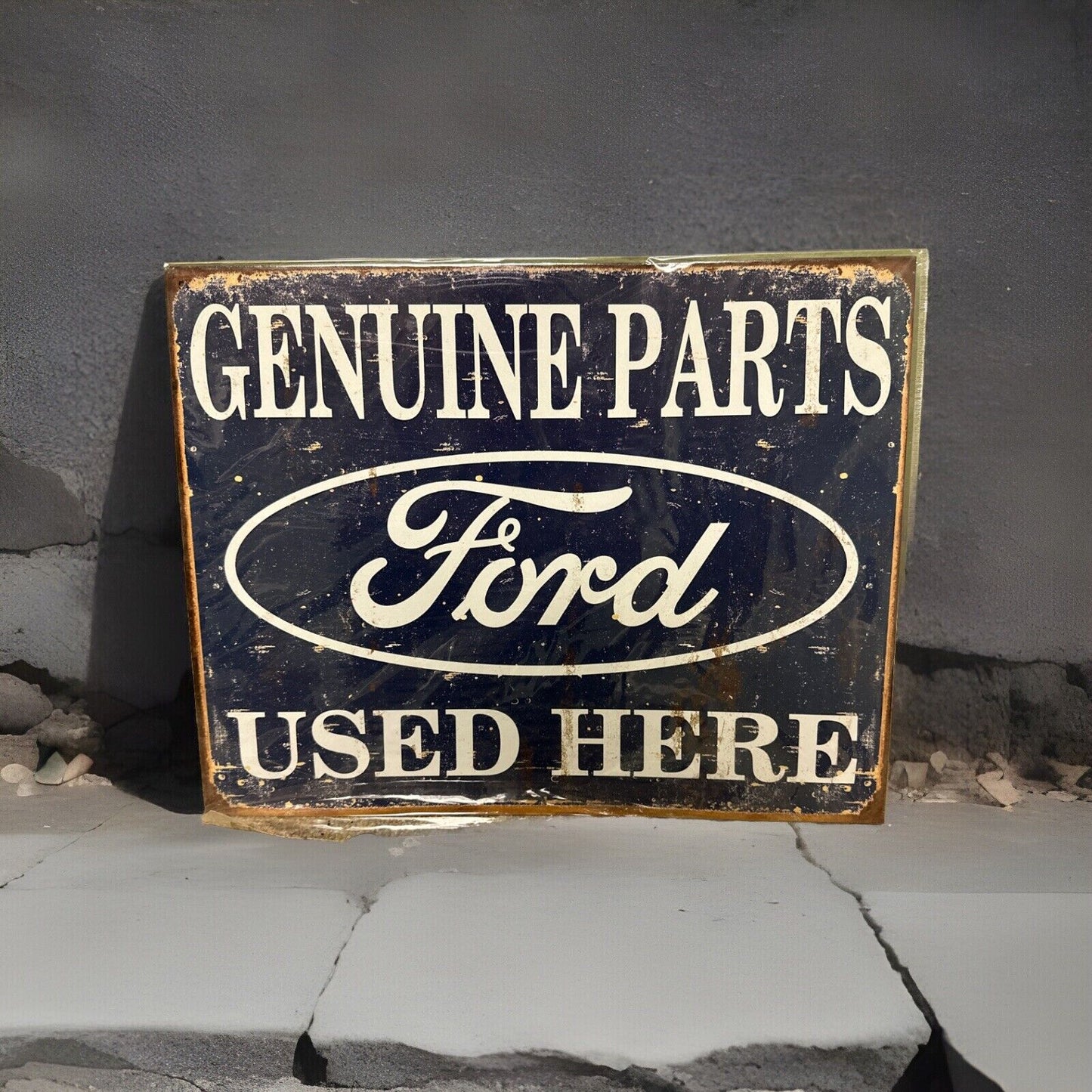 Ford Genuine Parts Used Here Tin Metal Sign Man Cave Garage Decor 12.5 X 16 Inch