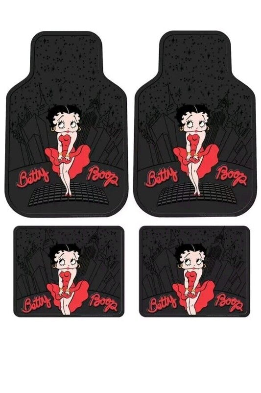 New Betty Boop Skyline Red Dress Car Truck SUV Front Rear Back Rubber Floor Mats