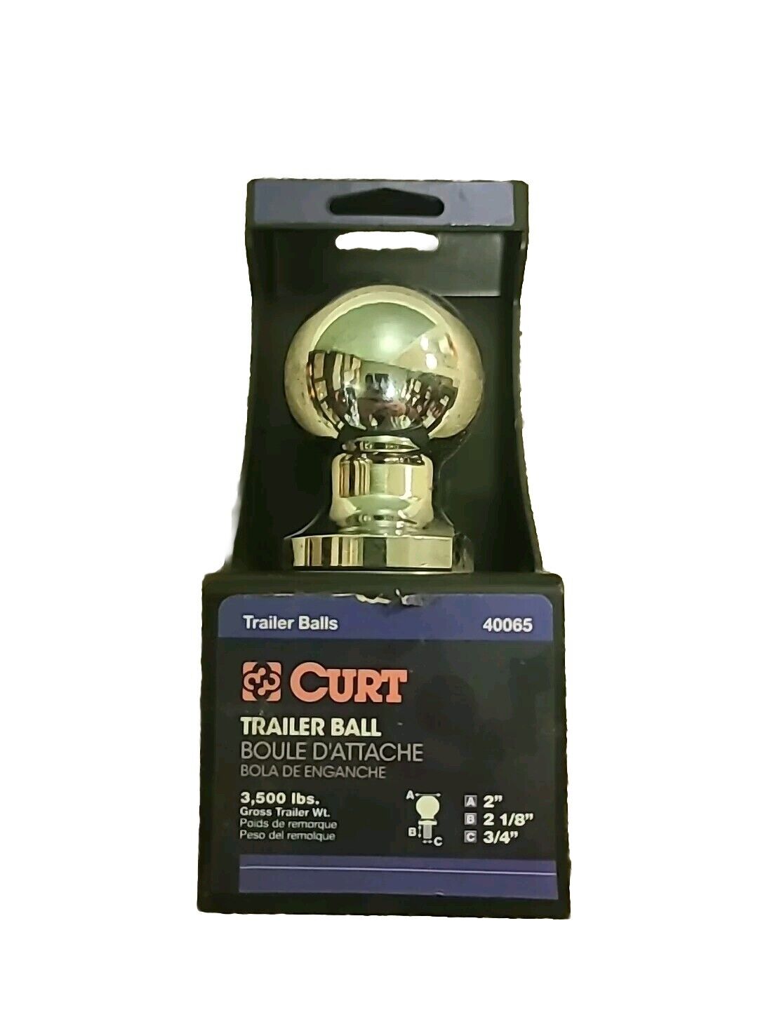 CURT 40065 Chrome 2 IN Receiver Trailer Hitch Ball 3500 LBS Capacity