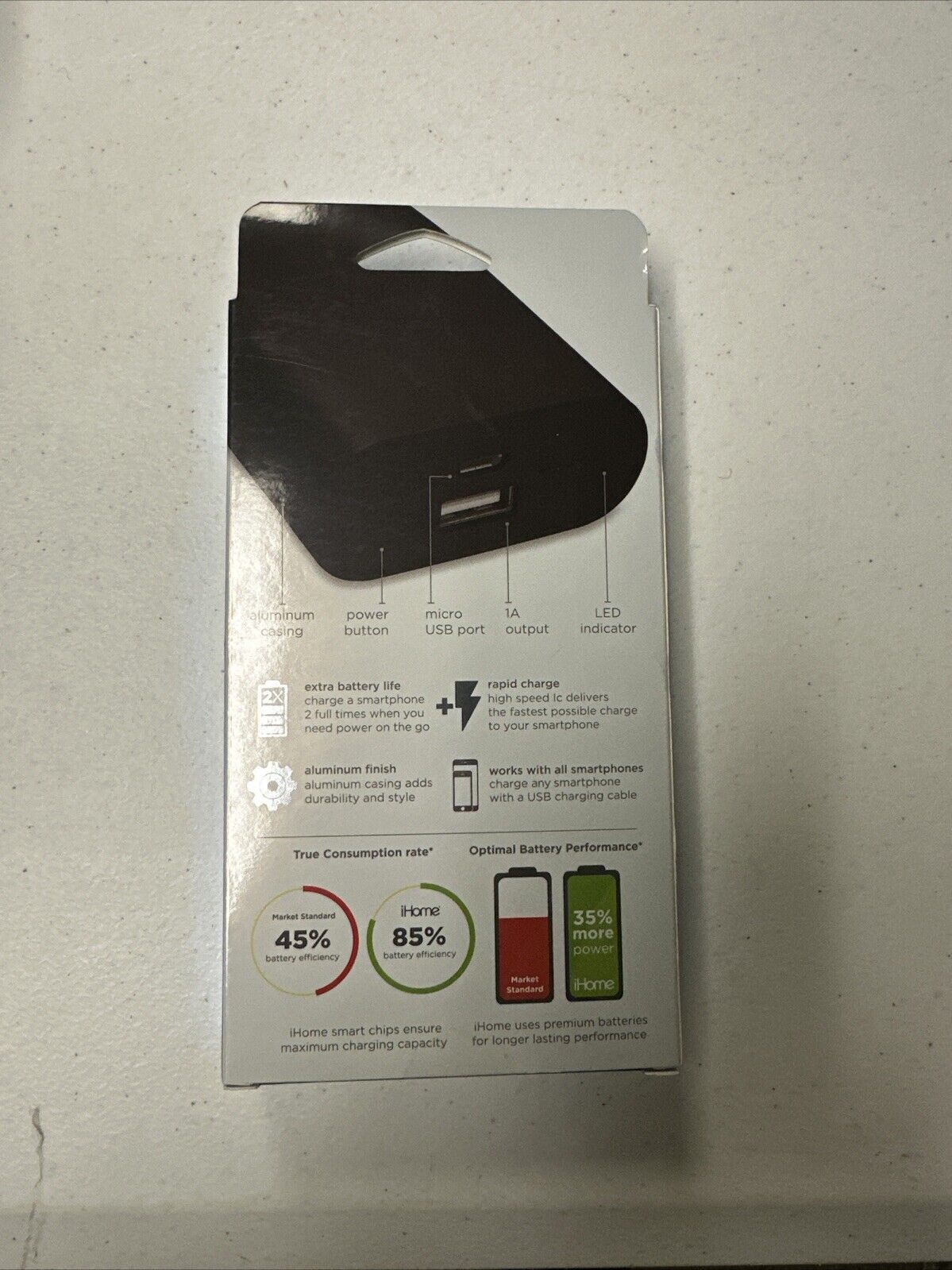 iHome Power Charge Slim 4400mAh Universal Battery, Black