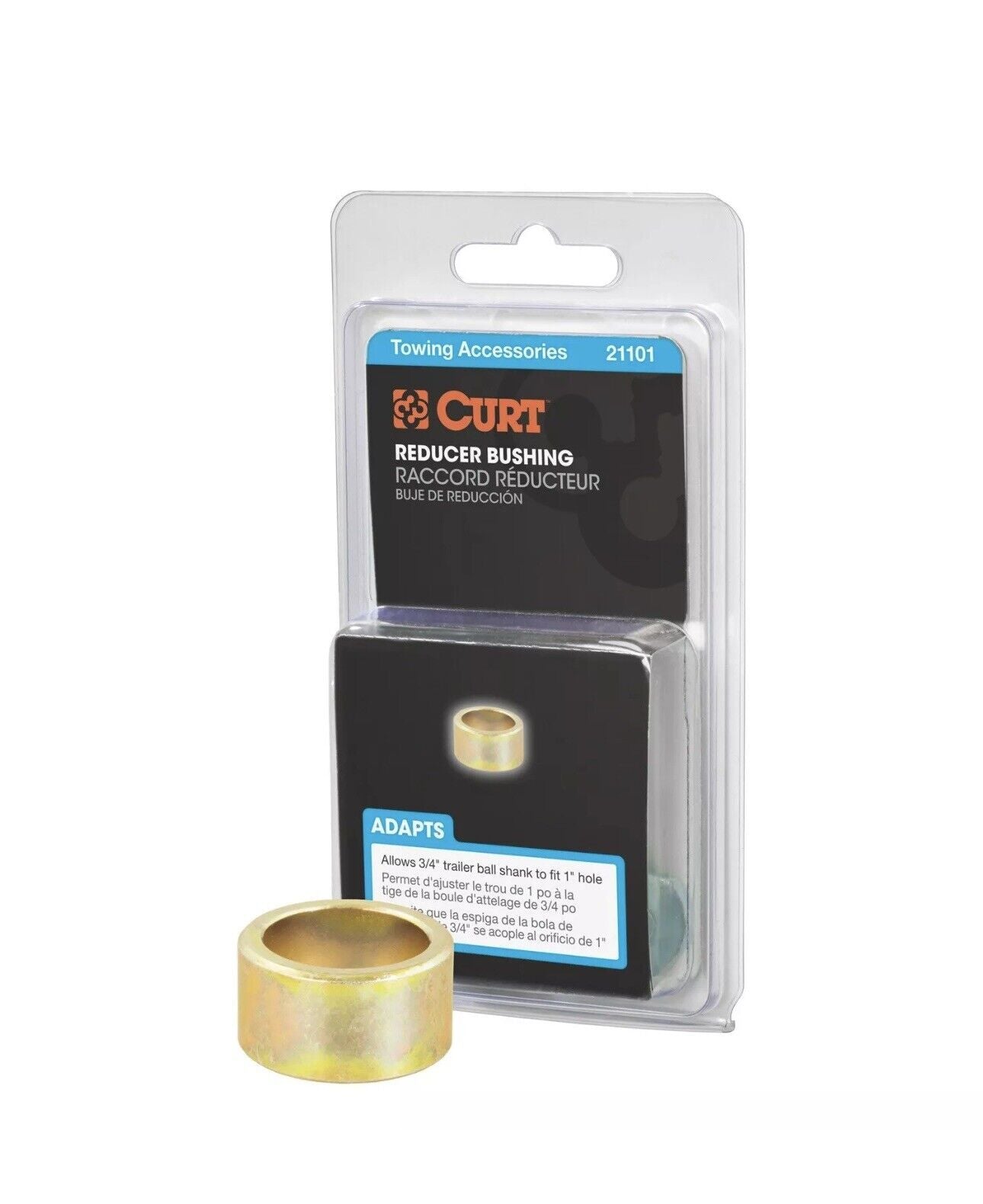 CURT 21101 Trailer Ball Reducer Bushing (From 1" to 3/4" Stem, Packaged)