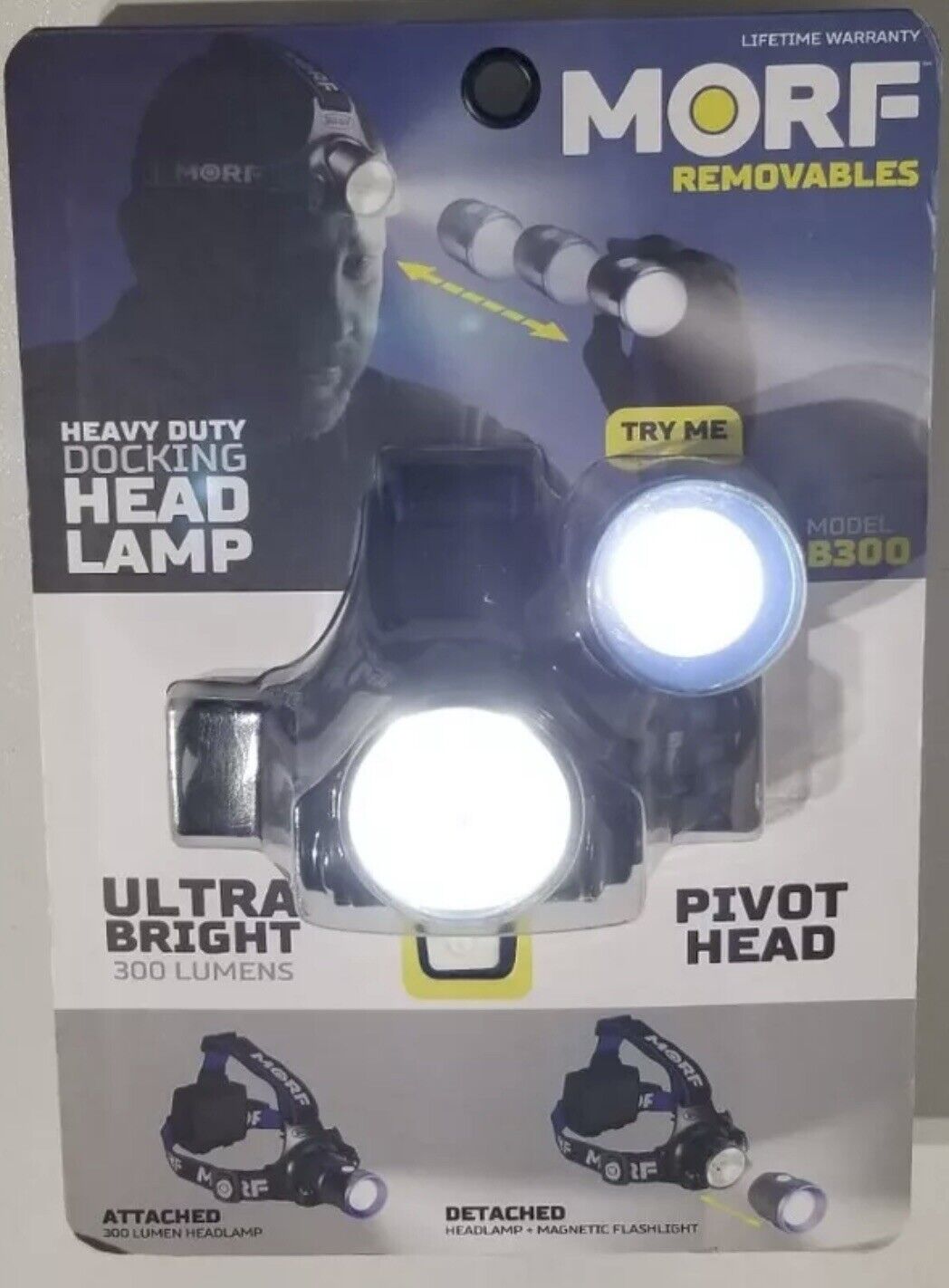 MORF Removables B300 Heavy Duty Docking Headlamp Police Security 98450 ☆New Morf